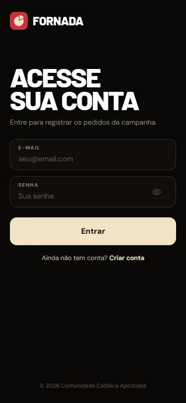 Fornada no app Android